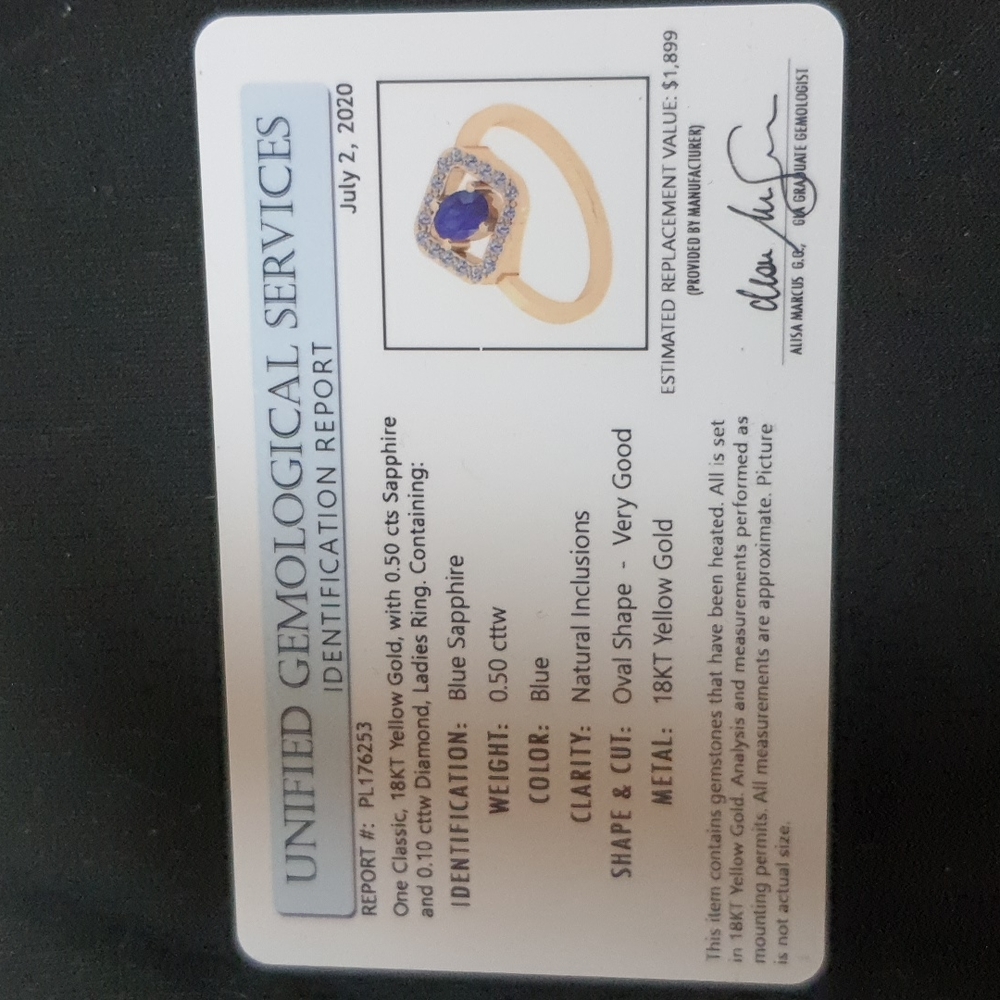 #813~18K GOLD SAPPHIRE RING - Picture 2 of 3